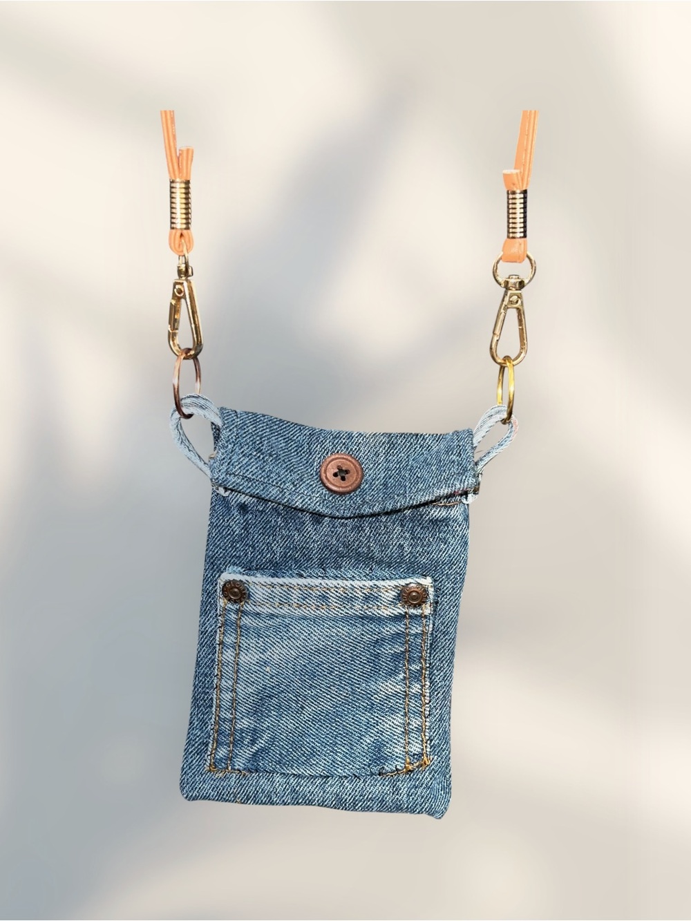 Upcycled Denim Crossbody Phone Bag Boho Bandana Lined Festival Pouch